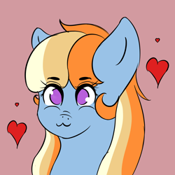 Size: 5000x5000 | Tagged: safe, artist:houndy, imported from derpibooru, oc, oc only, oc:aurelia coe, earth pony, cute, earth pony oc, heart, multicolored hair, purple eyes, simple background, solo