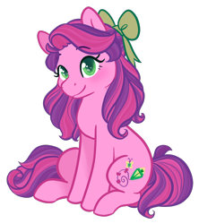 Size: 1280x1439 | Tagged: source needed, safe, artist:howdyhorsey, imported from derpibooru, skywishes, earth pony, pony, bow, female, g3, hair bow, mare, simple background, sitting, solo, transparent background