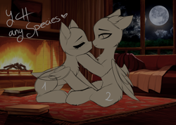 Size: 4474x3179 | Tagged: safe, artist:empress-twilight, imported from derpibooru, pony, book, commission, duo, fireplace, moon, night, window, your character here