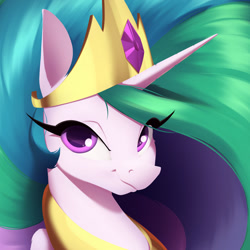 Size: 1280x1280 | Tagged: safe, artist:aquaticvibes, imported from derpibooru, princess celestia, alicorn, pony, beautiful, bust, crown, female, jewelry, looking at you, mare, portrait, regalia