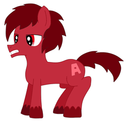 Size: 1100x1084 | Tagged: safe, artist:dexteranddeedee02, imported from derpibooru, part of a set, earth pony, pony, a, alphabet lore, gritted teeth, male, ponified, simple background, solo, species swap, stallion, teeth, transparent background, unshorn fetlocks