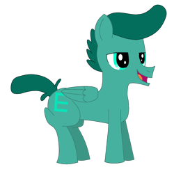 Size: 1112x1112 | Tagged: safe, artist:dexteranddeedee02, imported from derpibooru, part of a set, pegasus, pony, alphabet lore, e, male, open mouth, ponified, simple background, solo, species swap, stallion, transparent background