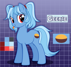 Size: 2000x1876 | Tagged: safe, alternate version, artist:nika-rain, imported from derpibooru, oc, oc:geekie, earth pony, pony, cute, earth pony oc, reference sheet, show accurate, solo