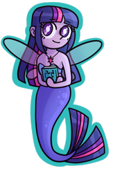 Size: 1280x1963 | Tagged: safe, artist:tye--fi, imported from derpibooru, sci-twi, twilight sparkle, mermaid, equestria girls, book, bra, mermaid sci-twi, mermaidized, seashell bra, simple background, solo, species swap, transparent background