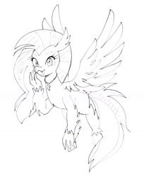 Size: 1303x1593 | Tagged: safe, artist:plusplus_pony, imported from derpibooru, silverstream, hippogriff, cute, diastreamies, female, simple background, sketch, solo, spread wings, white background, wings