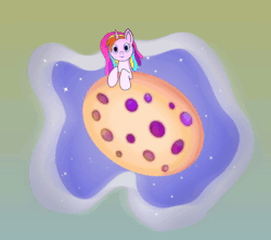 Size: 1750x1550 | Tagged: safe, artist:jasmindreasond, imported from derpibooru, oc, oc only, oc:st. pinkie, pony, unicorn, animated, commission, cookie, cute, female, food, horn, mare, micro, no sound, ocbetes, ponies in food, simple background, smiling, smol, solo, tiny, tiny ponies, unicorn oc, webm, your character here