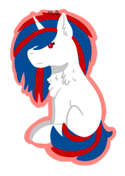 Size: 413x581 | Tagged: safe, artist:krecikkosmosu, imported from derpibooru, oc, oc only, oc:snowi, pony, unicorn, blue hair, disco dance, female, full body, horn, mare, party, red eyes, red hair, simple background, sitting, solo, speaker, tail, transparent background, white pony