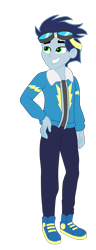 Size: 1900x4965 | Tagged: safe, artist:gmaplay, imported from derpibooru, soarin', human, equestria girls, clothes, denim, equestria girls-ified, goggles, jacket, jeans, pants, shoes, simple background, sneakers, solo, transparent background