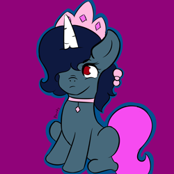 Size: 5000x5000 | Tagged: safe, artist:houndy, imported from derpibooru, oc, oc only, oc:houndy, pony, unicorn, crown, full body, horn, jewelry, pouting, purple background, regalia, simple background, solo, unicorn oc
