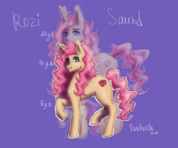 Size: 4800x4000 | Tagged: safe, artist:twivela, imported from derpibooru, part of a set, oc, oc only, oc:rozi saund, pony, unicorn, age progression, eyebrows, female, mare, older, smiling, solo, teenager