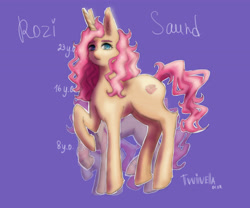 Size: 4800x4000 | Tagged: safe, artist:twivela, imported from derpibooru, part of a set, oc, oc only, oc:rozi saund, pony, unicorn, age progression, eyebrows, female, mare, older, simple background, solo