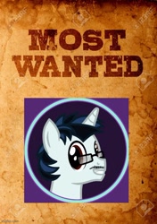 Size: 500x711 | Tagged: safe, artist:tidmouthmilk12, editor:thomas_me_irl, imported from derpibooru, oc, oc:jerome, pony, unicorn, imgflip, male, meme, solo, wanted poster