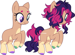 Size: 3239x2359 | Tagged: safe, artist:kurosawakuro, imported from derpibooru, oc, oc only, earth pony, pony, bald, base used, coat markings, colored hooves, dot eyebrows, earth pony oc, female, freckles, green eyes, heterochromia, leg freckles, magical threesome spawn, mare, multiple parents, offspring, pale belly, parent:big macintosh, parent:fluttershy, parent:marble pie, parents:fluttermac, parents:fluttermarblemac, parents:marblemac, parents:marbleshy, purple eyes, simple background, socks (coat markings), solo, transparent background