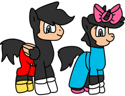 Size: 1018x785 | Tagged: safe, artist:jadeharmony, imported from twibooru, pony, cursed image, disney, funny, image, meme, mickey mouse, minnie mouse, oh my gosh, png, ponified