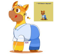Size: 995x900 | Tagged: safe, artist:dsstoner, imported from derpibooru, earth pony, pony, pony town, clothes, crossover, homer simpson, male, pants, poner simpson, ponified, rule 85, shirt, simple background, solo, the simpsons, white background