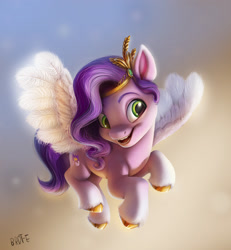 Size: 1920x2077 | Tagged: safe, artist:brdte, imported from derpibooru, pipp petals, pegasus, pony, adorapipp, cute, female, flying, g5, mare, open mouth, open smile, signature, smiling, solo, spread wings, wings