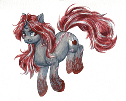 Size: 1794x1433 | Tagged: safe, artist:tigra0118, imported from derpibooru, oc, oc only, earth pony, pony, earth pony oc, scar, simple background, solo, traditional art, white background