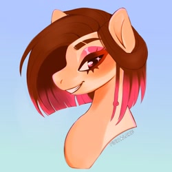 Size: 2560x2560 | Tagged: artist needed, source needed, useless source url, safe, imported from derpibooru, oc, oc only, oc:naga, earth pony, pony, bust, earth pony oc, gradient background, portrait, solo