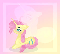 Size: 1600x1439 | Tagged: safe, artist:existencecosmos188, imported from derpibooru, fluttershy, rarity, pony, unicorn, female, fusion, lying down, mare, prone, zoom layer