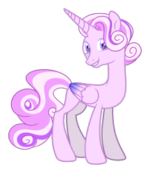 Size: 1172x1357 | Tagged: safe, artist:lanternik, imported from derpibooru, princess cadance, alicorn, pony, base used, grin, nonbinary, redesign, simple background, slim, smiling, solo, thin, transparent background