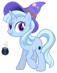 Size: 1301x1678 | Tagged: safe, artist:lanternik, imported from derpibooru, trixie, pony, unicorn, alternate universe, base used, eyelashes, female, grin, hat, mare, redesign, simple background, smiling, solo, transparent background, witch hat