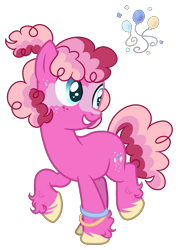 Size: 1239x1743 | Tagged: safe, artist:lanternik, imported from derpibooru, pinkie pie, earth pony, pony, base used, bracelet, grin, jewelry, redesign, simple background, smiling, solo, transparent background, unshorn fetlocks