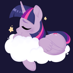 Size: 4000x4000 | Tagged: safe, artist:slushpony, imported from derpibooru, twilight sparkle, alicorn, pony, blue background, cloud, lineless, on a cloud, simple background, sleeping, sleeping on a cloud, solo, twilight sparkle (alicorn)