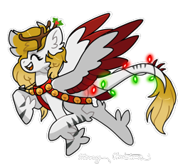 Size: 1500x1378 | Tagged: safe, artist:jess_eel, imported from derpibooru, oc, oc:silver hush, deer, pony, reindeer, clothes, costume, deer oc, eyes closed, female, flying, happy, mare, non-pony oc, outfit, simple background, smiling, solo, spread wings, transparent background, wings