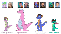 Size: 2560x1440 | Tagged: safe, artist:tarkan809, derpibooru exclusive, imported from derpibooru, master kenbroath gilspotten heathspike, spike, spike (g1), dragon, human, brian drummond, cathy weseluck, charlie adler, dragonified, g3, g5, irl, irl human, photo, robert tinker, simple background, sparky sparkeroni, species swap, style emulation, transparent background, voice actors