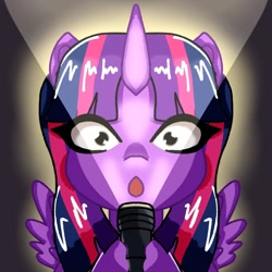 Size: 1080x1080 | Tagged: safe, artist:_niveria_, imported from derpibooru, twilight sparkle, alicorn, pony, female, flashlight (object), making faces with a flashlight, mare, simple background, solo