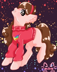 Size: 768x960 | Tagged: safe, artist:_niveria_, imported from derpibooru, earth pony, pony, clothes, female, gravity falls, mabel pines, ponified, solo