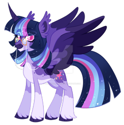 Size: 1280x1284 | Tagged: safe, artist:twilightpriincess, imported from derpibooru, twilight sparkle, alicorn, pony, alternate design, coat markings, deviantart watermark, ear tufts, glasses, obtrusive watermark, pale belly, simple background, slim, socks (coat markings), solo, thin, transparent background, twilight sparkle (alicorn), unshorn fetlocks, watermark