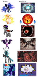 Size: 1500x3022 | Tagged: safe, imported from derpibooru, daybreaker, king sombra, nightmare moon, queen chrysalis, rainbow dash, sci-twi, twilight sparkle, alicorn, changeling, changeling queen, human, pegasus, pony, umbrum, unicorn, equestria girls, friendship games, the cutie re-mark, alter, alternate design, angel, biblically accurate angels, body horror, dark matter, dark mind, don't starve, eldritch abomination, eldritch horror, eyeball, female, kirby (series), kracko, midnight sparkle, resident evil, species swap, terminalmontage, transformation, what if, zero