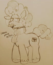 Size: 2979x3622 | Tagged: safe, artist:dsstoner, imported from ponybooru, oc, oc only, earth pony, food pony, original species, pony, clothes, facial hair, food, male, moustache, ponified, s'mores, scarf, stallion, striped scarf, traditional art