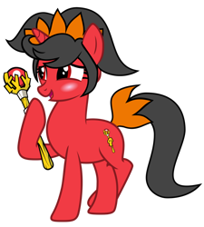 Size: 1024x1138 | Tagged: artist needed, safe, imported from ponybooru, earth pony, pony, ashley (warioware), blushing, cute, magic staff, ponified, simple background, smiling, staff, transparent background, vector, warioware