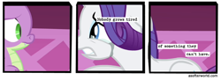 Size: 720x261 | Tagged: safe, edit, edited screencap, imported from ponybooru, screencap, rarity, spike, dragon, unicorn, simple ways, a softer world, comic, crying, duo, female, makeup, mare, running makeup, screencap comic, text