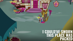 Size: 1280x720 | Tagged: safe, edit, edited screencap, editor:quoterific, imported from derpibooru, screencap, pinkie pie, earth pony, pony, yakity-sax, confused, deserted, female, gritted teeth, helmet, honorary yak horns, horned helmet, mare, solo, teeth, viking helmet, yovidaphone