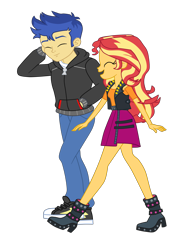 Size: 2400x3264 | Tagged: safe, artist:gmaplay, imported from derpibooru, flash sentry, sunset shimmer, human, comic:sunset rescue the crystal prep, do it for the ponygram!, equestria girls, equestria girls series, spoiler:eqg series (season 2), adorkable, cute, dork, duo, female, flashimmer, implied shipping, male, shimmerbetes, shipping, shipping fuel, simple background, straight, transparent background