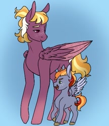 Size: 363x420 | Tagged: safe, artist:solarist97, imported from derpibooru, oc, oc only, oc:cortland, oc:jona gold, pegasus, brother and sister, colt, duo, female, filly, foal, freckles, male, offspring, parent:big macintosh, parent:rainbow dash, parents:rainbowmac, pegasus oc, siblings, spread wings, wings