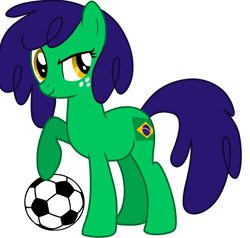 Size: 916x871 | Tagged: safe, artist:richardinya, imported from derpibooru, pony, brazil, football, nation ponies, photo, ponified, simple background, solo, sports, white background