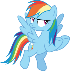 Size: 3000x3063 | Tagged: safe, artist:cloudyglow, imported from derpibooru, rainbow dash, pegasus, pony, daring doubt, female, high res, mare, simple background, solo, transparent background, vector