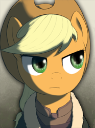 Size: 720x970 | Tagged: safe, artist:极端唯物, imported from derpibooru, applejack, earth pony, pony, cowboy hat, female, friendship is a lie, hat, mare, solo, stetson