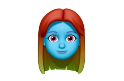 Size: 1125x741 | Tagged: safe, imported from derpibooru, rainbow dash, human, equestria girls, animoji, head only, looking at you, memoji, simple background, solo, white background