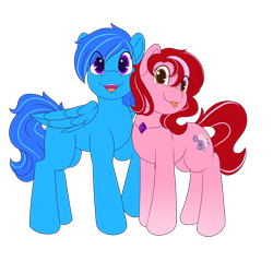 Size: 3072x3072 | Tagged: safe, artist:nanazdina, imported from derpibooru, oc, oc only, oc:darie, oc:lunatia elsa, earth pony, pegasus, pony, derpibooru community collaboration, 2023 community collab, :p, duo, earth pony oc, jewelry, necklace, pegasus oc, simple background, tongue out, transparent background