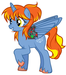 Size: 2553x2929 | Tagged: safe, artist:equestria secret guard, imported from derpibooru, oc, oc only, oc:黄昏夜雨, unicorn, artificial wings, augmented, horn, mechanical wing, simple background, smiling, solo, transparent background, unicorn oc, wings