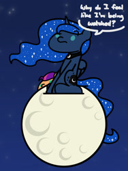 Size: 1350x1800 | Tagged: safe, artist:flutterluv, imported from derpibooru, princess luna, sunny starscout, alicorn, earth pony, pony, series:flutterluv's full moon, cute, duo, full moon, g5, hiding, moon, sunnybetes, tangible heavenly object