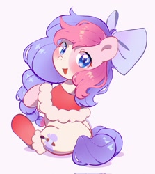 Size: 1823x2048 | Tagged: safe, artist:cherrnichka, imported from derpibooru, oc, oc only, earth pony, bow, christmas, christmas stocking, earth pony oc, hair bow, holiday, solo
