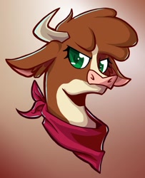 Size: 2027x2500 | Tagged: safe, artist:swayedy, imported from derpibooru, cow, them's fightin' herds, arizona (tfh), bandana, bust, community related, digital art, female, looking at you, portrait, solo