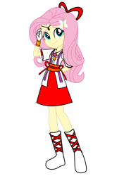 Size: 1280x1814 | Tagged: safe, artist:omegaridersangou, imported from derpibooru, fluttershy, human, equestria girls, equestria girls series, clothes, clothes swap, female, kaitou jeanne, phantom thief jeanne, simple background, solo, transparent background, uniform