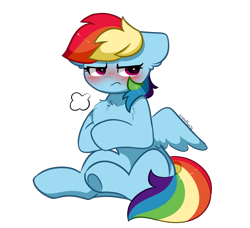 Size: 3284x2990 | Tagged: safe, artist:kittyrosie, imported from derpibooru, rainbow dash, pegasus, pony, blushing, chest fluff, cute, dashabetes, female, high res, mare, simple background, solo, transparent background, tsunderainbow, tsundere